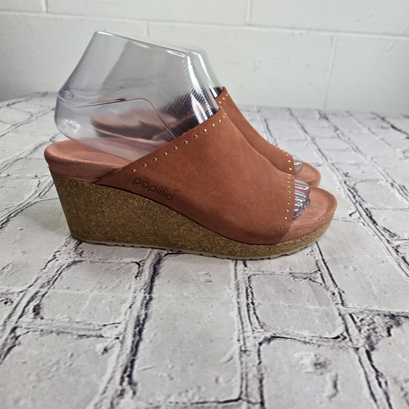 Papillio Birkenstock Namica Rivet nubuck wedge open toe slides sandals - Picture 10 of 10